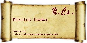 Miklics Csaba névjegykártya